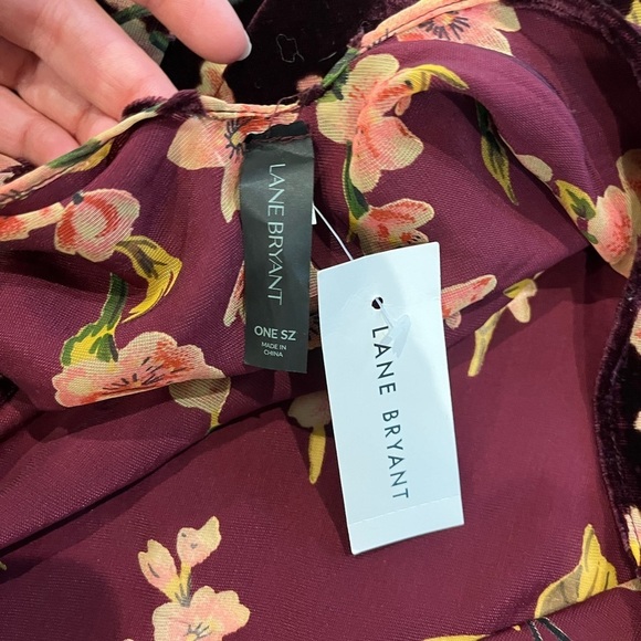 NWT Lane Bryant Velvet burgundy Floral Burnout Kimono one size - Picture 5 of 5